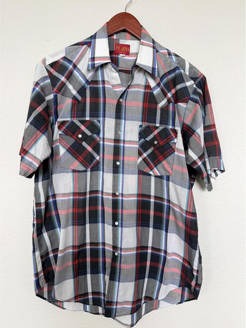 Ely Plains Men’s Medium Plaid Pearl Snap Western Shirt